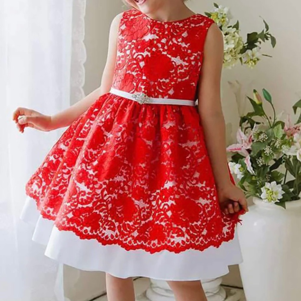 Girls floral Lace and Taffeta dress